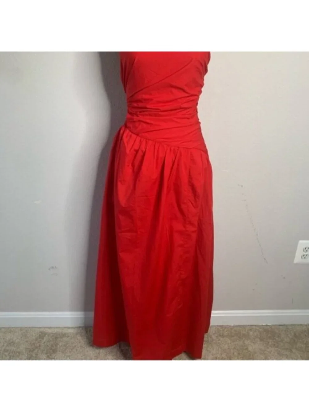 NWT Abercrombie & Fitch Red One-Shoulder Cutout Maxi Dress